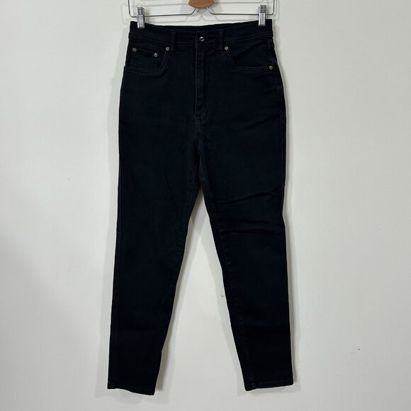 VTG BILL BLASS Stretch Jeans Womens 10 Black High Rise Tapered Leg Soft Denim - Picture 1 of 14